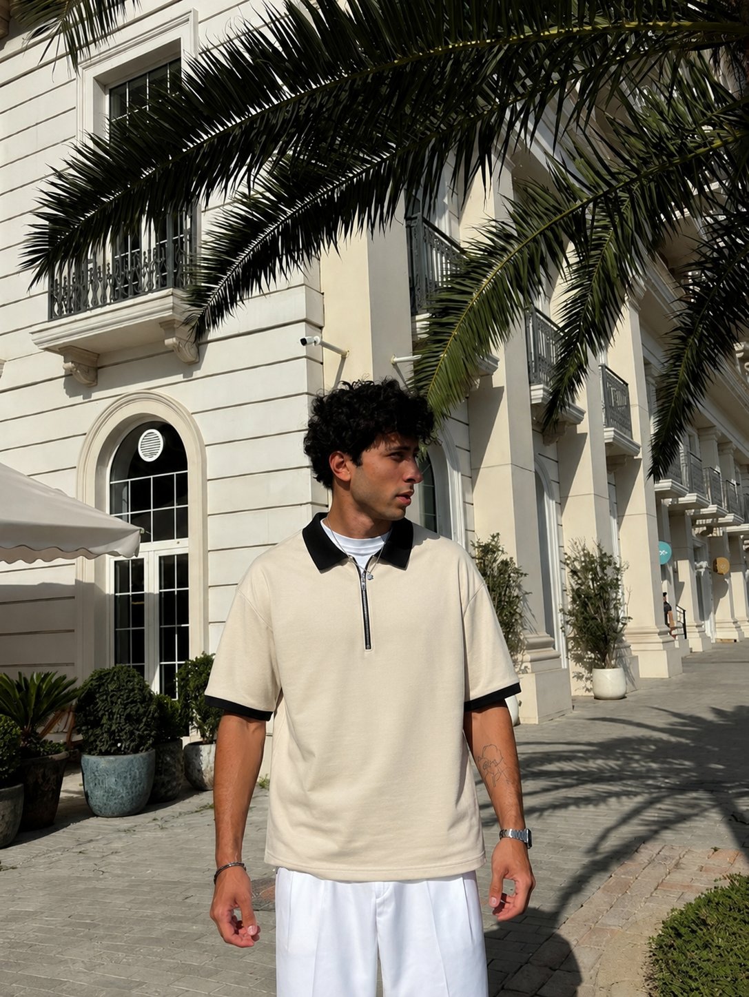 Men's Premium Half-Zip Polo Shirt with Contrast Details – Available in Multiple Colors
