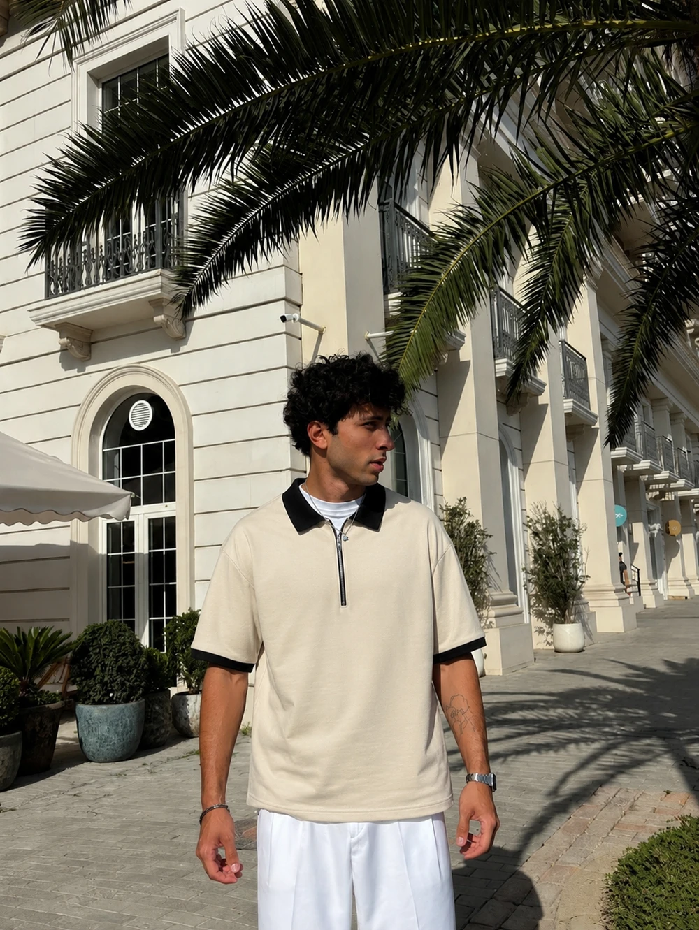 Men's Premium Half-Zip Polo Shirt with Contrast Details – Available in Multiple Colors