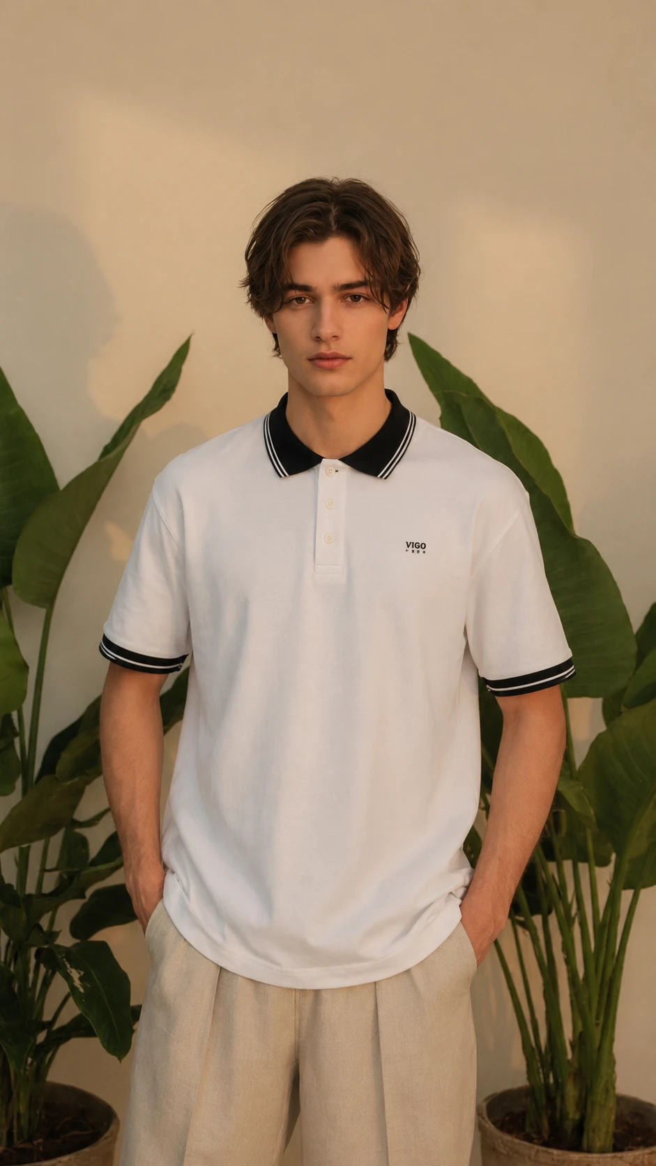 Classic Contrast Trim Polo Shirt – Multi-Color Product Description: